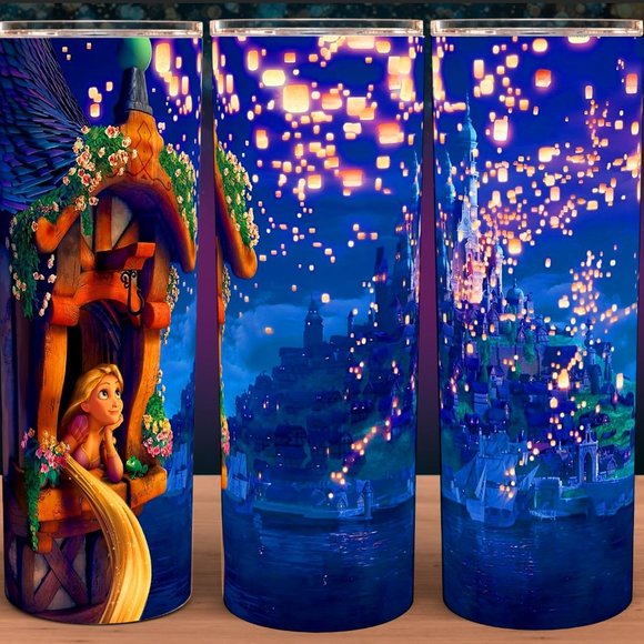Disney Other - Tangled Floating Pink Latern Painted Tumbler 20oz